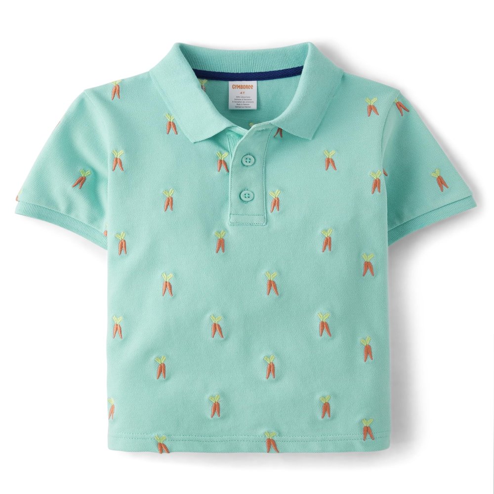 Gymboree,and Toddler Short Sleeve Polo Shirt,Sea Kiss,3T