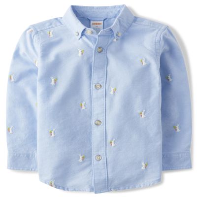 Gymboree,and Toddler Long Sleeve Button Up Shirts,Spring Blue,2T