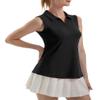 FKEEP Women's Sleeveless Polo Golf Tennis Shirt Tank Tops T-Shirts V-Neck with Collar Quick Dry Workout Athletic (Black, L) view 1