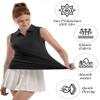 FKEEP Women's Sleeveless Polo Golf Tennis Shirt Tank Tops T-Shirts V-Neck with Collar Quick Dry Workout Athletic (Black, L) view 3