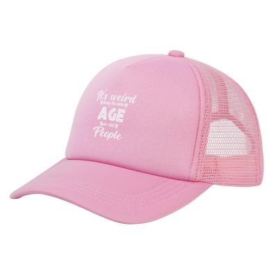 Wikjxiz It's Weird Being The Same Age As Old People Mesh Hat Trucker Hats Adjustable Baseball Cap for Men Women Pink Fishing Caps