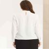 Allegra K Work Blouses for Women Stand Collar Long Sleeve Ruched Dressy Business Casual Work Shirt X-Large White view 2