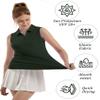 FKEEP Women's Sleeveless Polo Golf Tennis Shirt Tank Tops T-Shirts V-Neck with Collar Quick Dry Workout Athletic (Forest Green, S) view 3