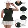 FKEEP Women's Sleeveless Polo Golf Tennis Shirt Tank Tops T-Shirts V-Neck with Collar Quick Dry Workout Athletic (Forest Green, S) view 4