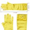 Fepdiu Little Girls Princess Glove Kid Glove Toddler Dress Up Gloves Girls Satin Gloves for Halloween Costume Party Birthday Princess Cosplay (Yellow) view 3