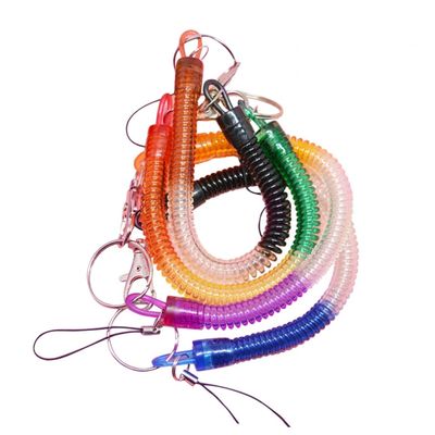 Kisangel 4pcs Spring Coil Key Ring Tether with Clip Flexible Anti-lost Lanyard for Daily Use Random Colors Durable Material for Keychain Outdoor Activities