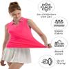 FKEEP Women's Sleeveless Polo Golf Tennis Shirt Tank Tops T-Shirts V-Neck with Collar Quick Dry Workout Athletic (Neon Pink, M) view 3