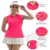 FKEEP Women's Sleeveless Polo Golf Tennis Shirt Tank Tops T-Shirts V-Neck with Collar Quick Dry Workout Athletic (Neon Pink, M) view 4