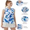 FKEEP Women's Sleeveless Polo Golf Tennis Shirt Tank Tops T-Shirts V-Neck with Collar Quick Dry Workout Athletic (White Squares, XL) view 4
