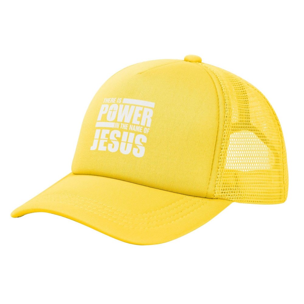 Wikjxiz There is Power in The Name of Jesus Mesh Hat Dad Hats Cool Baseball Cap for Men Women Yellow Fishing Caps