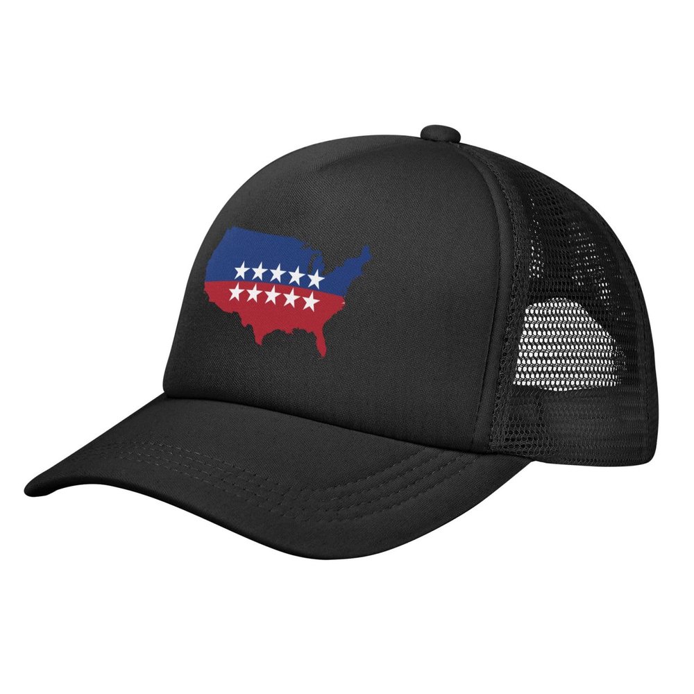 Wikjxiz USA Map American Flag Mesh Hat Dad Hats Adjustable Baseball Cap for Men Women Black Fishing Caps