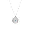 925 Sterling Silver Gold Umbrella Coins Milk Turquoise Coins Pendant Long Chain Women Fashion (Gem Color: Silver Blue) view 1
