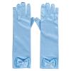 Fepdiu Little Girls Princess Glove Kid Glove Toddler Dress Up Gloves Girls Satin Gloves for Halloween Costume Party Birthday Princess Cosplay (Light Blue)
