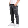 THWEI Cargo Pants for Men Casual Drawstring Joggers Cotton Work Sweatpants Multi Pockets Grey M view 2