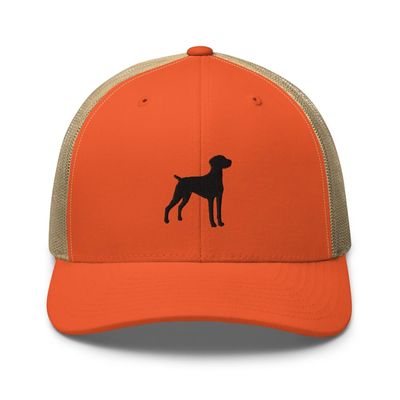 Vizsla Trucker hat, Embroidered Unisex hat, Vizsla dad hat, Vizsla mom Gifts, Black Embroidery.