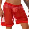 Xnihocha Men's Sexy Mesh Shorts Boxer Underwear Cover up Comfort Breathable See Through Trunks Red Large view 3