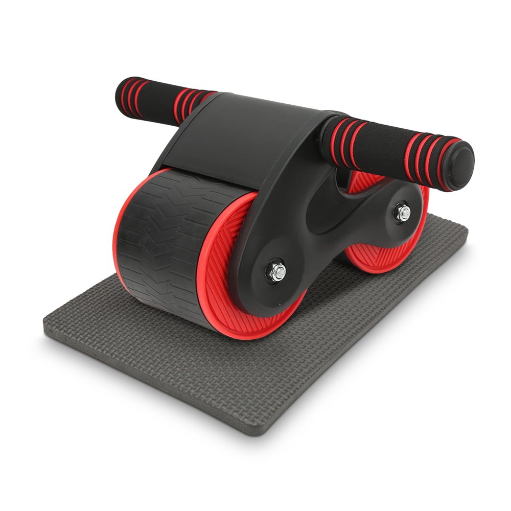 Abdomina Roller Workout Exerciser Equipment , Automatic rebounds Abdominal Wheel , Abdominal Roller Machine with Knee Pad for Abdominal Core Strength Training , Home Gym Fitness for Men Women(Red)