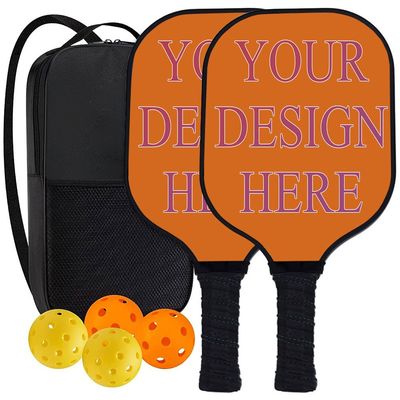 KOALEIU Custom Pickleballs Paddle Set with Your Design Picture Text Logo, Set of 2 Paddles with 4 Balls and 1 Portable Carry Bag, Senior Gifts for Family, Chocolate