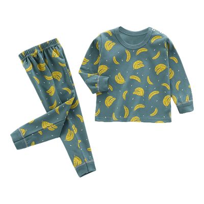 Toddler Girl Boy Long Fruit Print Top Trousers Casual Loose Home Wear Set For 0 To 6 Years Checke (Green, 18-24 Months)