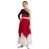 FEESHOW Girls Metallic Cross Liturgical Praise Dance Dress Lyrical Dancewear Color Block Full Length Robe Worship Burgundy&Long 10 Years view 1