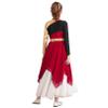 FEESHOW Girls Metallic Cross Liturgical Praise Dance Dress Lyrical Dancewear Color Block Full Length Robe Worship Burgundy&Long 10 Years view 2