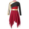 FEESHOW Girls Metallic Cross Liturgical Praise Dance Dress Lyrical Dancewear Color Block Full Length Robe Worship Burgundy&Long 10 Years view 4