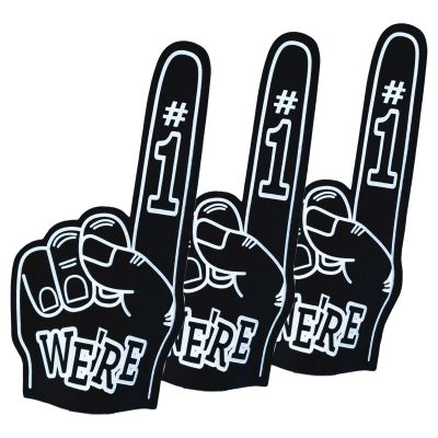 Cansybil 3 Pcs 18 Inch Giant Foam Fingers, We're Number 1 Finger Foam Fingers, Cheerleader Foam Hands - Designed for All Kinds of Sports Events, Games, Schools and stadiums. (3, Black)