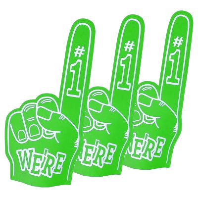 Cansybil 3 Pcs 18 Inch Giant Foam Fingers, We're Number 1 Finger Foam Fingers, Cheerleader Foam Hands - Designed for All Kinds of Sports Events, Games, Schools and stadiums. (3, Green)
