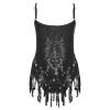Xnihocha Kids Girls Sparkly Sequins Tassel Latin Dance Dress Tutu Skirt Leotard Modern Jazz Ballroom Costume Dancewear Black 8 Years view 2