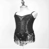Xnihocha Kids Girls Sparkly Sequins Tassel Latin Dance Dress Tutu Skirt Leotard Modern Jazz Ballroom Costume Dancewear Black 8 Years view 4