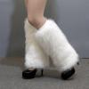 Altsuceser Furry Faux Fur Leg Warmers for Women, Knee-length Long Socks Boots Shoes Cuff Cover Warm Sock White 40cm view 3