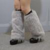 Altsuceser Furry Faux Fur Leg Warmers for Women, Knee-length Long Socks Boots Shoes Cuff Cover Warm Sock Grey 40cm view 2