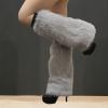 Altsuceser Furry Faux Fur Leg Warmers for Women, Knee-length Long Socks Boots Shoes Cuff Cover Warm Sock Grey 40cm view 3