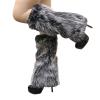 Altsuceser Furry Faux Fur Leg Warmers for Women, Knee-length Long Socks Boots Shoes Cuff Cover Warm Sock Black White 30cm view 1