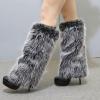 Altsuceser Furry Faux Fur Leg Warmers for Women, Knee-length Long Socks Boots Shoes Cuff Cover Warm Sock Black White 30cm view 3