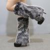 Altsuceser Furry Faux Fur Leg Warmers for Women, Knee-length Long Socks Boots Shoes Cuff Cover Warm Sock Black White 30cm view 4