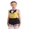 Agoky Girls Sequins Tassel Ballet Jazz Latin Dance Dress for Children Hip Hop Chacha Tap Rumba Performance Costume Dancewear Yellow 8 Years view 3