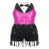 Agoky Girls Sequins Tassel Ballet Jazz Latin Dance Dress for Children Hip Hop Chacha Tap Rumba Performance Costume Dancewear Hot Pink 14 Years view 1