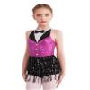 Agoky Girls Sequins Tassel Ballet Jazz Latin Dance Dress for Children Hip Hop Chacha Tap Rumba Performance Costume Dancewear Hot Pink 14 Years view 3