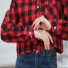 SANGTREE Womens Red Crop Plaid Shirts Long Sleeve Button Down Cropped Top Blouse Red Black Plaid, XXL view 3