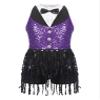 Agoky Girls Sequins Tassel Ballet Jazz Latin Dance Dress for Children Hip Hop Chacha Tap Rumba Performance Costume Dancewear Purple 8 Years view 1