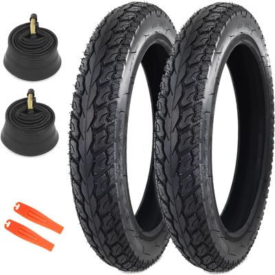 MAKELEN 2 Pack E-Bike Tire Kids Bike Tire 14x2.125 with 2 Tubes Strong Grip Compatible Replacement Bicycle Tire for Electrc Bicycle Black