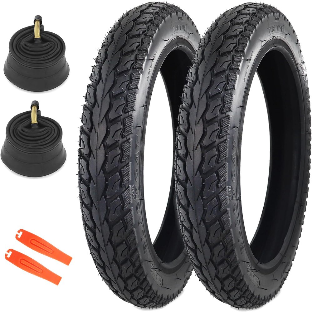 MAKELEN 2 Pack E-Bike Tire Kids Bike Tire 14x2.125 with 2 Tubes Strong Grip Compatible Replacement Bicycle Tire for Electrc Bicycle Black