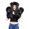 haozaikeji Women Cute Winter Animal Hat 3 in 1 Faux Fur Multifunctional Hat Cartoon Animal Hoodie Hats with Scarf Paw Gloves view 4