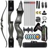 60 Inch Black Hunter Takedown Recurve Bow 20-60lbs Hunting Bow and Arrow Set with Arrow Quiver Right Hand Archery Bows for Adults Target Practice Shooting Training (55LBS) view 1