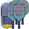 KOALEIU Custom Pickleballs Paddle Set, Personalized Pickleball Rackets with Picture Text, 4 Paddles with 4 Balls and 1 Portable Carry Bag, Senior Gifts for All, CadetBlue view 1