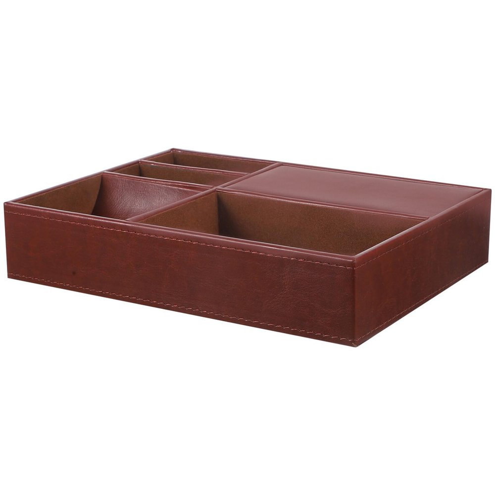 Cabilock Multi-grid Pu Leather Jewelry Storage Organizer for Nightstand Case for Necklaces Earrings Watches and More for Use