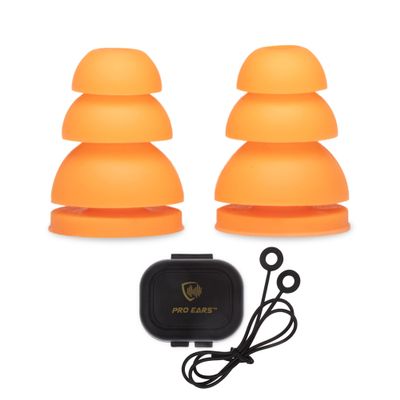 Pro Ears Audiomorphic Earplugs, Shooting Ear Protection, Noise Canceling Earbuds, Hearing Protection, Concert Ear Plugs, Carrying Case Included, Orange (Small)