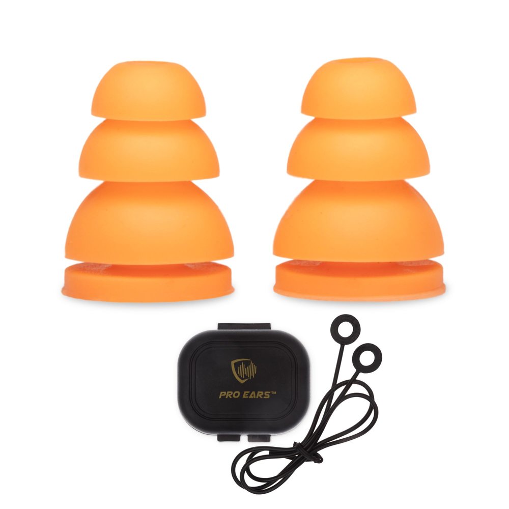 Pro Ears Audiomorphic Earplugs, Shooting Ear Protection, Noise Canceling Earbuds, Hearing Protection, Concert Ear Plugs, Carrying Case Included, Orange (Small)