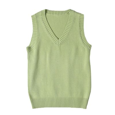 ZUEVI Women's Sweater Vest Classic V Neck Uniform Pullover Knitwear Tops Sleeveless Knitted Sweaters Vests(Light Green-M)
